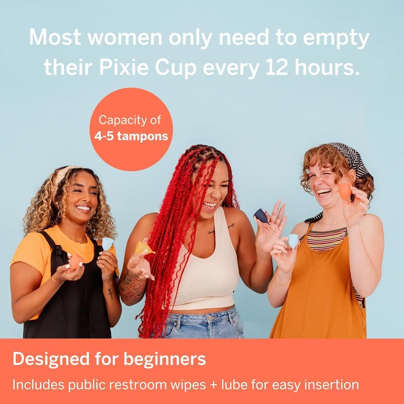 Pixie Cup 2 Pixie Menstrual Cups - No Metals or Toxins - Ranked 1 for The Most Soft Reusable Period Cups - Wear 12 Hours - 100% Medical-Grade Silicone - Tampon Alternative - Buy One We Give One (Combo) - Image 4